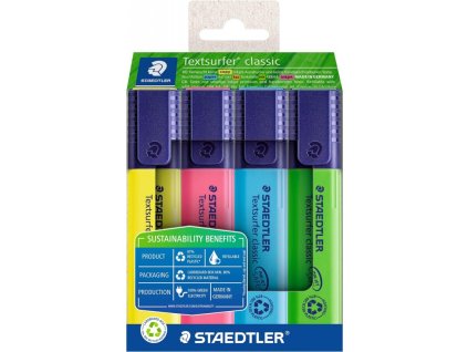 staedtler zvyraznovac textsurfer classic 364 sada 4 ks klinovy hrot 1 5 mm
