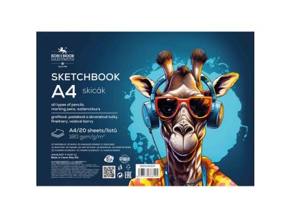 koh i noor sketchbook 20 listu bily skicak a4 na sirku pastelky uhel tuzky akvarel