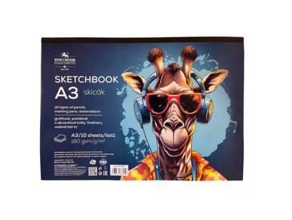 koh i noor sketchbook 10 listu bily skicak a3 na sirku pastelky uhel tuzky akvarel