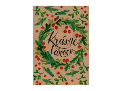 originalni pranicko krasne vanoce motiv vanocni venec kraftovy papir