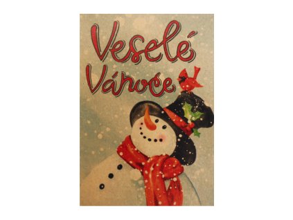 originalni pranicko vesele vanoce motiv snehulak kraftovy papir