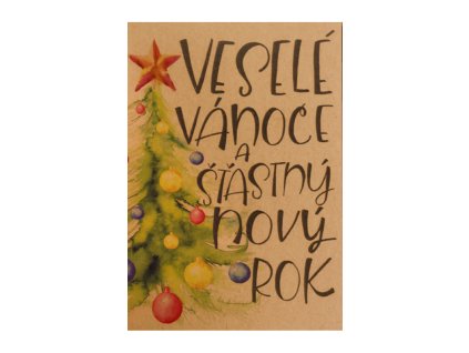 originalni pranicko vesele vanoce motiv vanocni strojek kraftovy papir