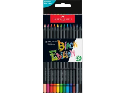 faber castell 3 hranne pastelky sada 12 ks black edition cerne telo pastelky