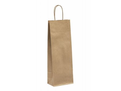 papirova taska na vino s kroucenym uchem 14x8x39 cm hneda do 6 kg