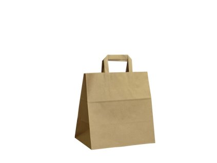 papirova taska take away s plochym uchem 26x17x25 cm hneda do 5 kg