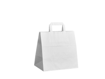 papirova taska take away s plochym uchem 28x17x27 cm bila do 5 kg