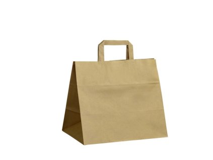 papirova taska take away s plochym uchem 32x20x28 cm hneda do 6 kg