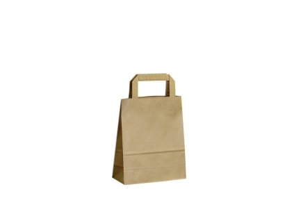 papirova taska mala s plochym uchem 18x8x22 cm hneda do 5 kg