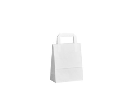 papirova taska mala s plochym uchem 18x8x22 cm bila do 5 kg