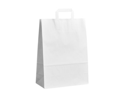 papirova taska velka s plochym uchem 32x12x41cm bila do 8 kg