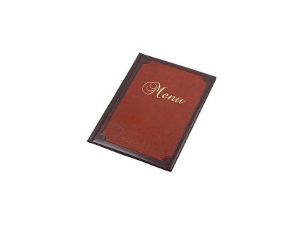 desky na jidelni listek a4 s efektem kuze panta plast hnedy cerveny 6 kapes menu