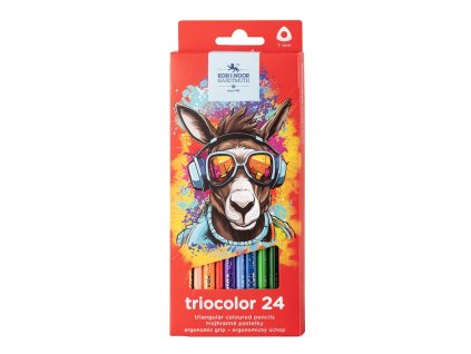 koh i noor 3134 souprava trojhrannych pastelek triocolor 24 barev motiv osel