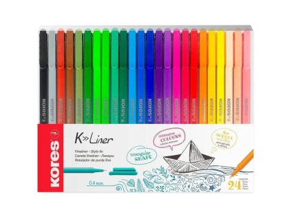 kores popisovac k liner 04 mm sada 24 barev v plastovem pouzdru