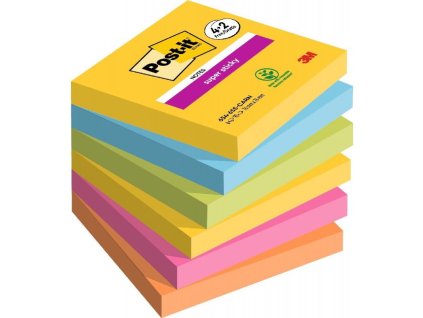 3m post it 654 samolepici blocek super sticky carnival mix barev 76x76 mm silne lepici 6x90 ks