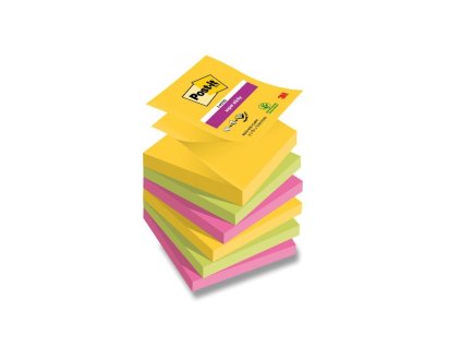 3m post it 654 samolepici blocek super sticky carnival mix barev 76x76 mm silne lepici 6x90 ks