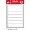 Samolepící etikety bílé SK LABEL STANDARD, 191 x 39 mm, 100 archů