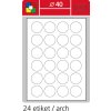 Samolepící etikety bílé kulaté SK LABEL STANDARD, průměr 40 mm, 100 archů