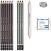 staedtler charcoal set sada grafitovych tuzek a uhlu mars lumograph s prislusenstvim 12 ks