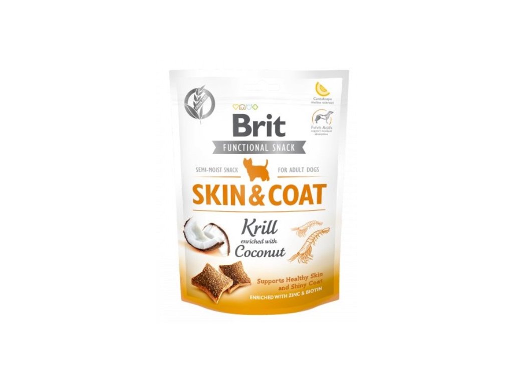 7605 brit care dog functional snack skin coat krill 150g