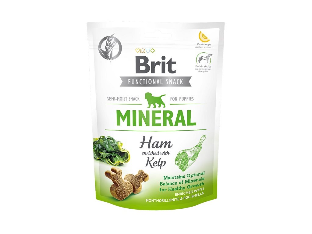 7614 brit care dog functional snack mineral ham for puppies 150g