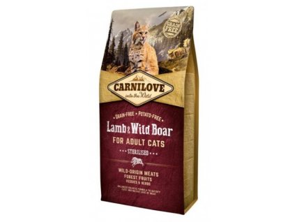 3798 carnilove cat lamb wild boar for adult cats sterilised 6kg