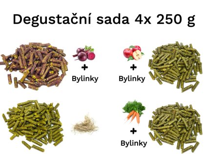 Degustační sada senné granule 4 x 250 g