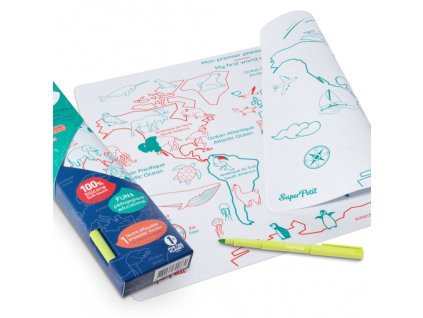 Super Petit silikonová podložka Learn & Play Playmat - Mapa světa