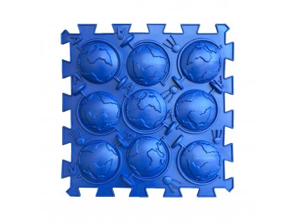 Ortopedická podlaha ORTHO PUZZLE Glóbusy modré - měkké
