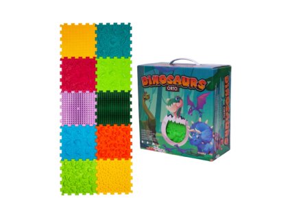 Ortek - set ortopedických podlah Dinosauři 10 ks + 6 ks trojúhelníků