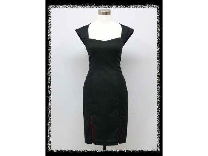 Černé sexy pouzdrové šaty s ozdobnými rozparky DR1557