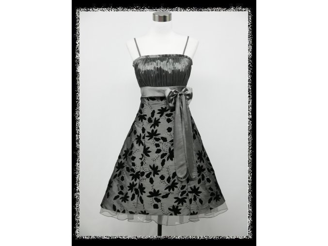 Stříbrné krátké plesové šaty retro DR0072a