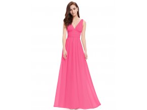 Růžové dlouhé společenské šaty na ramínka na svatbu