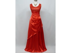 Červené dlouhé lesklé společenské šaty se zavinovacím efektem na ples c0350