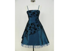 Modré krátké retro šaty s potiskem DR0068a