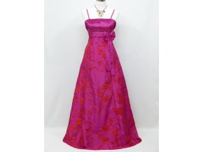 Růžové dlouhé společenské šaty s vyšívanou sukní na svatbu na ples C3096a