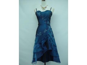 Modré krátké společenské šaty pro plnoštíhlé do tanečních A7513a