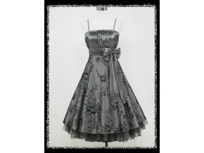 Šedé stříbrné krátké společenské retro šaty pro plnoštíhlé DR0578a