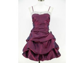 Fialové krátké společenské šaty na ples s nabíranou sukní DR0246a