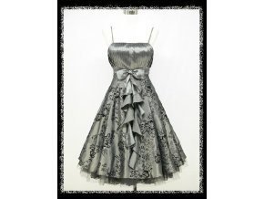 Šedé stříbrné krátké společenské šaty s volánem na ples zeštíhlující DR0740