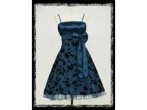 Modré černé krátké společenské retro šaty koktejlky DR0161