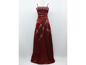 Vínové červené bordó dlouhé společenské šaty se s tříbrnou krajkou na ples B8188a