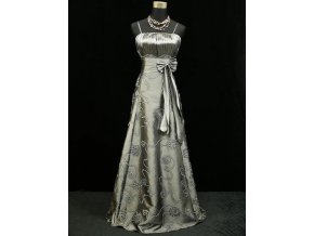 Šedé stříbrné dlouhé společenské šaty s vyšívanou sukní na ples B3982a