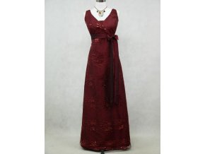 Červené bordó vínové společenské šaty na široká ramínka s krajkou