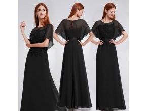 Černé dlouhé společenské šaty s rukávem 7
