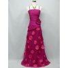 Růžové dlouhé společenské levné plesové šaty s krajkou a kytkami