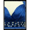 Modré dlouhé plesové šaty za krk s kamínky pod prsy i pro těhotné DR1435b