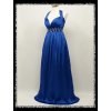 Modré dlouhé plesové šaty za krk s kamínky pod prsy i pro těhotné DR1435d