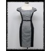 Černobílé kostkované pouzdrové business šaty po kolena DR1469