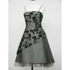 Šedé stříbrné krátké retro šaty s potiskem DR0153c