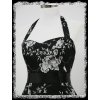 Černobílé květinové společenské krátké šaty po kolena do tanečních za krk DR0401b